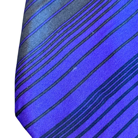 PIERRE BALMAIN Paris Silk Men's Necktie Diagonal Striped Purple Blue - Picture 7 of 9